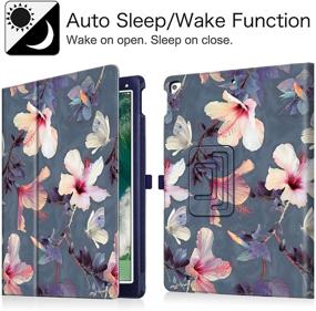 img 2 attached to Fintie Folio Case for iPad Pro 12.9 - Corner Protection, Premium PU Leather, Auto Sleep/Wake, Blooming Hibiscus Design