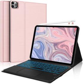 img 4 attached to 💻 New iPad Pro 11 Keyboard Case 2nd Generation 2020/1st Generation 2018 - Supports Pencil Charging, Detachable 7-Color Backlit Touchpad Keyboard, Slim Auto Wake/Sleep Smart Cover - iPad Pro 11 Case with Keyboard in Rose Gold - Tablet Accessories