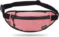 versatile sinno fanny pack: perfect hands-free waist pack for hiking, running, traveling, and more! stylish 3-zipper pockets for all phone sizes - reddish logo