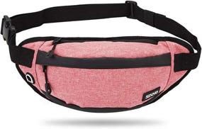 img 4 attached to Versatile SINNO Fanny Pack: Perfect Hands-Free Waist Pack for Hiking, Running, Traveling, and More! Stylish 3-Zipper Pockets for All Phone Sizes - Reddish