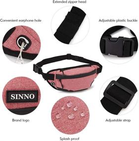 img 2 attached to Versatile SINNO Fanny Pack: Perfect Hands-Free Waist Pack for Hiking, Running, Traveling, and More! Stylish 3-Zipper Pockets for All Phone Sizes - Reddish