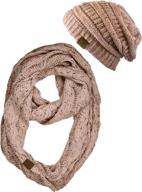 colorful confetti cable knit beanie and infinity loop scarf set: c.c soft stretch for effortless style logo