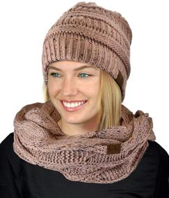 img 2 attached to Colorful Confetti Cable Knit Beanie and Infinity Loop Scarf Set: C.C Soft Stretch for Effortless Style