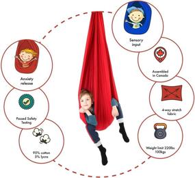 img 3 attached to DreamGYM Sensory Swing: X-Large Therapy Swing for Autism, SPD, Anxiety - Red Compression Swing - 95% Cotton - Includes Hardware