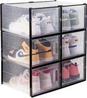 👟 east loft 6 pack extra large clear plastic shoe box storage organizer - stackable, breathable, front opening door, multiple configurations - holds up to size 13 men/women shoes! логотип