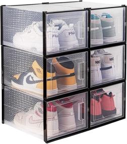 img 4 attached to 👟 East Loft 6 Pack Extra Large Clear Plastic Shoe Box Storage Organizer - Stackable, Breathable, Front Opening door, Multiple Configurations - Holds up to Size 13 Men/Women Shoes!