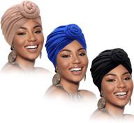 3 pieces african turban for women: pre-tied bonnet beanie cap headwrap by satinior logo