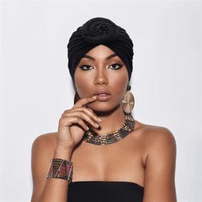 img 1 attached to 3 Pieces African Turban for Women: Pre-Tied Bonnet Beanie Cap Headwrap by SATINIOR