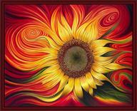 🌻 sunflower diy oil painting kit for adults - 16x20 inch paint by numbers set with brushes - ideal for christmas decor (z.brown printing frame) logo