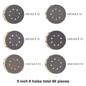 img 2 attached to 🔸 Poliwell 5 Inch 8 Holes Hook & Loop Sanding Discs - Heavy Duty Silicon Carbide 400/600/800/1000/1500/2000 Grit, Ideal for Wet/Dry Grinding and Polishing - 60 Pack