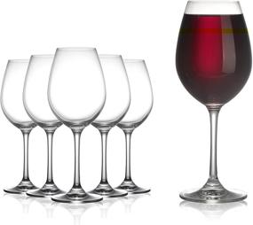 img 2 attached to 🍾 Set of 6 Modvera Stemmed Wine Glasses, 18 Ounce Lead-Free Crystal Clear Classic Design for Red and White Wines, Perfect for Elegant Dinner Parties and Events, Elongated Bowl Shape