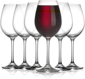 img 4 attached to 🍾 Set of 6 Modvera Stemmed Wine Glasses, 18 Ounce Lead-Free Crystal Clear Classic Design for Red and White Wines, Perfect for Elegant Dinner Parties and Events, Elongated Bowl Shape