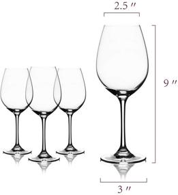 img 3 attached to 🍾 Set of 6 Modvera Stemmed Wine Glasses, 18 Ounce Lead-Free Crystal Clear Classic Design for Red and White Wines, Perfect for Elegant Dinner Parties and Events, Elongated Bowl Shape