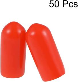 img 3 attached to 🔴 50pcs Red Vinyl Round Tube Bolt Cap Cover Screw Thread Protectors with 5mm ID - uxcell