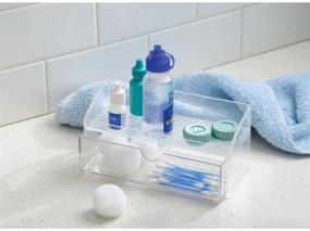 img 3 attached to 🚿 mDesign Compact Plastic Bathroom Organizer Storage Center - Clear, 1 Compartment, 1 Drawer for Contacts, Glasses, Dental Floss, Tweezers, Vitamins, Medicine