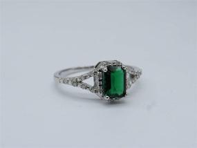 img 1 attached to Sterling Emerald Created Diamond Engagement