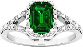 img 3 attached to Sterling Emerald Created Diamond Engagement