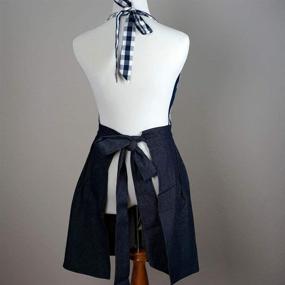 img 1 attached to 👩 Набор фартука для хозяйки и кухонной салфетки в клетку "Gingham" для мамы и дочери в морском стиле - для женщин и девочек дошкольного возраста