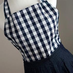 img 2 attached to 👩 Набор фартука для хозяйки и кухонной салфетки в клетку "Gingham" для мамы и дочери в морском стиле - для женщин и девочек дошкольного возраста