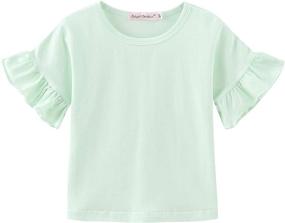 img 4 attached to Girls' Short-Sleeve Colorful Childhood Tunic T-Shirts with Ruffles and Lace Tops - Perfect Summer Tees Shirts for Kids