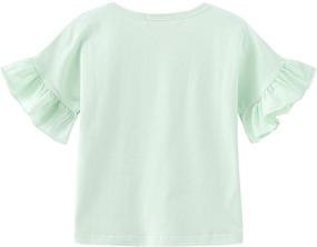 img 3 attached to Girls' Short-Sleeve Colorful Childhood Tunic T-Shirts with Ruffles and Lace Tops - Perfect Summer Tees Shirts for Kids