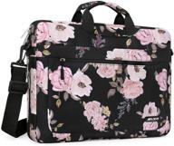 💼 mosiso laptop shoulder bag: compatible with macbook pro 16 inch a2141/pro retina a1398, 15-15.6 inch notebook, polyester peony messenger carrying briefcase sleeve with adjustable depth at bottom, black - premium quality & stylish design! logo