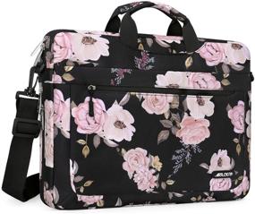 img 4 attached to 💼 MOSISO Laptop Shoulder Bag: Compatible with MacBook Pro 16 inch A2141/Pro Retina A1398, 15-15.6 inch Notebook, Polyester Peony Messenger Carrying Briefcase Sleeve with Adjustable Depth at Bottom, Black - Premium Quality & Stylish Design!