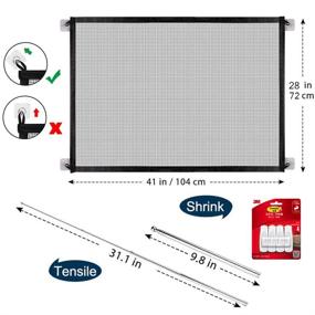 img 3 attached to 🐾 Portable Pet Safety Guard Mesh Dog Gate with White Hooks and Strips - Wide Folding Safety Fence for Hall Doorway and Stair, 43" X 28