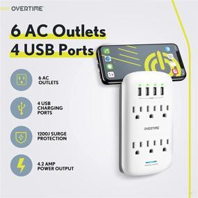 img 3 attached to Удобный 6-розеточный удлинитель с защитой от перенапряжения с 4 USB-портами - 2 штуки, белый | Сертифицировано по стандартам ETL