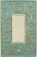 enhance your home décor with meriville french scroll 1 rocker wallplate in buckingham green with gold - single switch electrical cover plate logo
