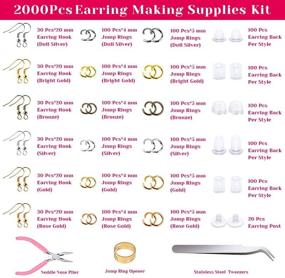 img 3 attached to 🔧 Jewelry Making Kit: Earring Hooks, Fish Hook Earrings, Earring Cards, Jewelry Plier, Earring Backs, Jump Ring - 2000Pcs Earring Supplies for Making, Repairing, and Crafting Earrings by Anezus