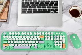 img 3 attached to 🌈 UBOTIE Polychrome Round Keycaps Wireless Combo: Colorful PC Keyboards with Optical Mouse - Green-Colorful, 2.4GHz RF Connection