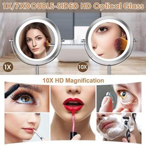 img 3 attached to Quinskkin Magnifying Mirror: 1X/10X Magnification, 7 Inch Makeup Mirror with Lights, 360°Rotation, Double Sided LED Lighted Vanity Mirror - Tabletop Bathroom