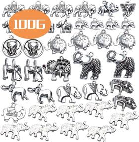 img 4 attached to 100g Antique Silver Elephant Charms for Bracelets 🐘 and Necklaces - Tibetan Animal Pendants for Jewelry Making