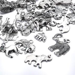 img 2 attached to 100g Antique Silver Elephant Charms for Bracelets 🐘 and Necklaces - Tibetan Animal Pendants for Jewelry Making