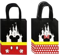 🎁 treat bags castle gift party paper bags with handle for birthday baby shower mickey minnie theme party decorations supplies - pack of 12 logo