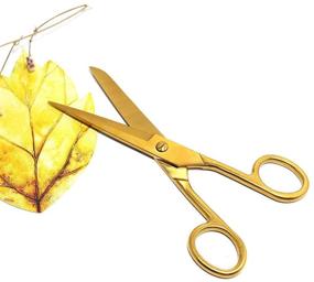 img 3 attached to ✂️ 7-Inch Gold Scissors: Premium Multi-Purpose Stainless Steel, Heavy Duty Straight Blades for Leather, Fabric & Crafts