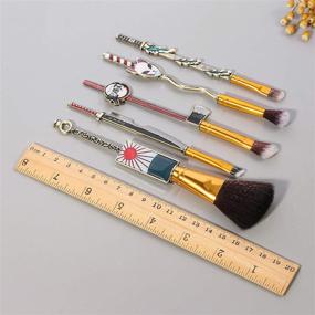 img 1 attached to 👹 Demon Slayer Anime Makeup Brushes Set - 5pcs Cosmetic Brushes with Demon Slayer Cosplay Design, Perfect Gift for Women (001-DS)