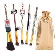 👹 demon slayer anime makeup brushes set - 5pcs cosmetic brushes with demon slayer cosplay design, perfect gift for women (001-ds) logo