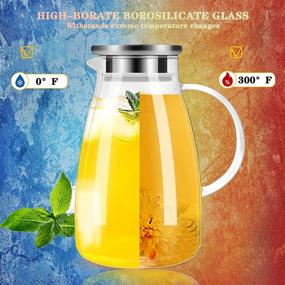 img 2 attached to Drip-Free Glass Pitcher: 68oz Water Jug with Lid | Easy Clean Borosilicate | Heat Resistant for Tea, Juice, Milk & More