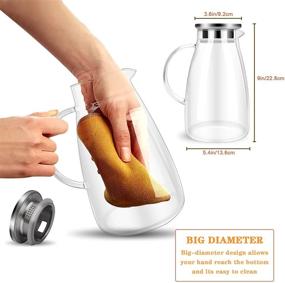 img 1 attached to Drip-Free Glass Pitcher: 68oz Water Jug with Lid | Easy Clean Borosilicate | Heat Resistant for Tea, Juice, Milk & More