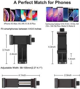img 2 attached to Крепление для телефона на штативе с пультом дистанционного управления для селфи, легкое переключение из портретного в альбомный режим, совместимо с iPhone 11/XR/X/8/6/Plus и большинством смартфонов.