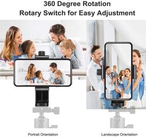 img 1 attached to Крепление для телефона на штативе с пультом дистанционного управления для селфи, легкое переключение из портретного в альбомный режим, совместимо с iPhone 11/XR/X/8/6/Plus и большинством смартфонов.