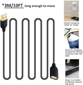 img 1 attached to Besgoods 5-Pack 10ft USB Extension Cables - Extra Long USB 2.0 A Male to A Female Cable with Gold-Plated Connector for Keyboard, Mouse, Printer - Black: Extend Your USB Devices Conveniently