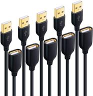 besgoods 5-pack 10ft usb extension cables - extra long usb 2.0 a male to a female cable with gold-plated connector for keyboard, mouse, printer - black: extend your usb devices conveniently logo