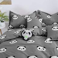 softta full kids panda boys bedding set: reversible zipper closure, ultra soft 3pcs duvet cover set with cartoon panda pattern, 100% cotton, white and black - perfect for boys and girls bedroom logo