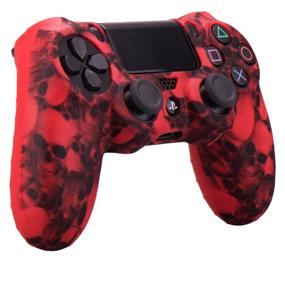 img 1 attached to Enhance Your Gaming Experience with YoRHa Water Transfer Printing Skull Silicone Cover Skin Case for Sony PS4/slim/Pro Dualshock 4 Controller (Red) - Includes Pro Thumb Grips x 8