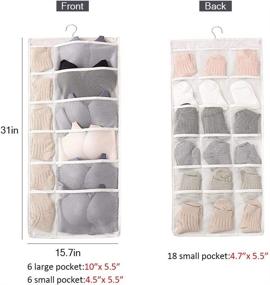 img 3 attached to 🧦 30 Mesh Pockets Dual-Sided Hanging Storage Organizer with Metal Hanger - Ideal for Underwear, Stockings, Bras, Socks - Beige Color Option