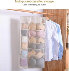 img 2 attached to 🧦 30 Mesh Pockets Dual-Sided Hanging Storage Organizer with Metal Hanger - Ideal for Underwear, Stockings, Bras, Socks - Beige Color Option