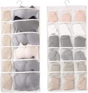 🧦 30 mesh pockets dual-sided hanging storage organizer with metal hanger - ideal for underwear, stockings, bras, socks - beige color option логотип